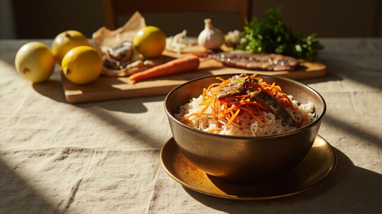Sardine and Carrot Rice Bowl with Lemon and Cayenne