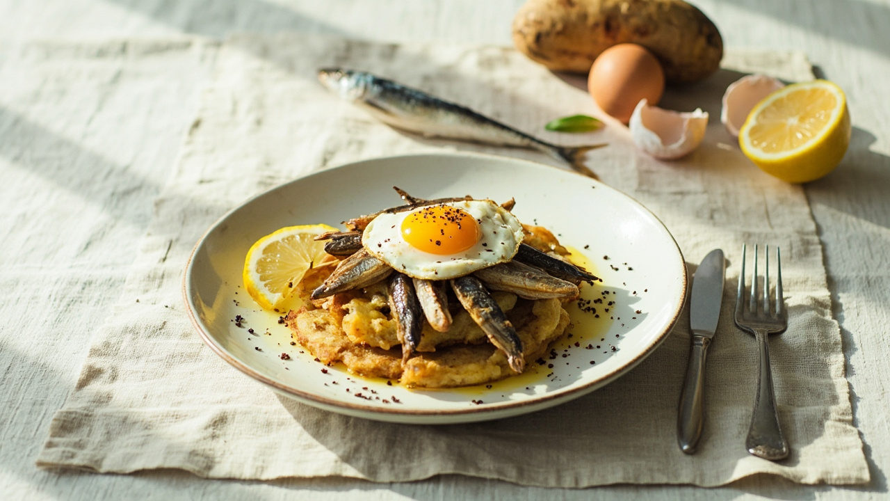 Sardine and Potato Rosti with Fried Egg