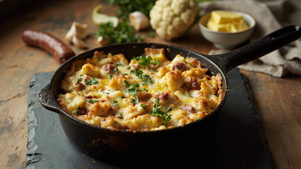 Sausage and Cauliflower Gratin