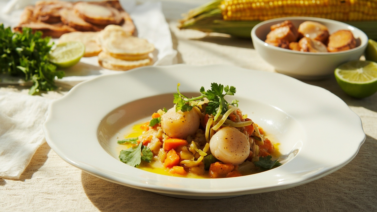 Scallop Ceviche with Yellow Onion and Lime