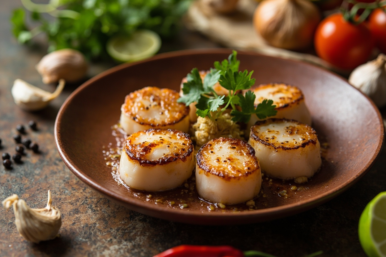 Seared Scallops with Kampot Pepper and Lime