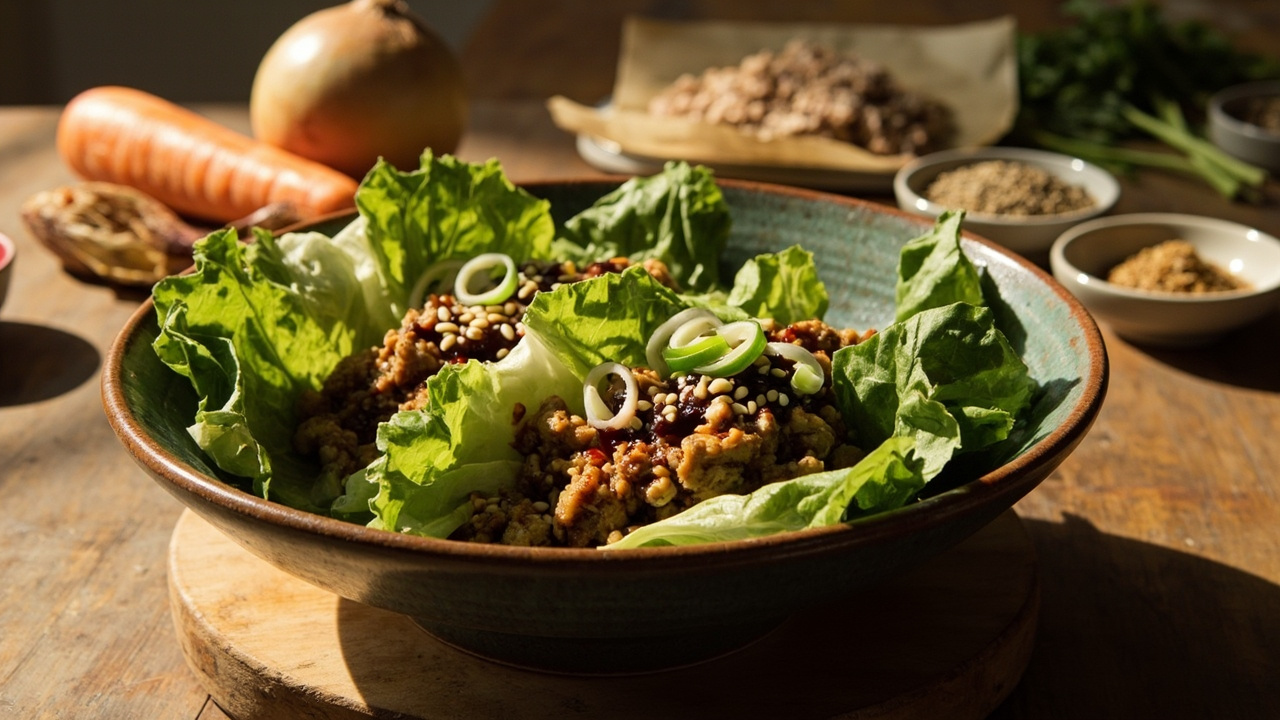 Sesame-Glazed Turkey Lettuce Cups