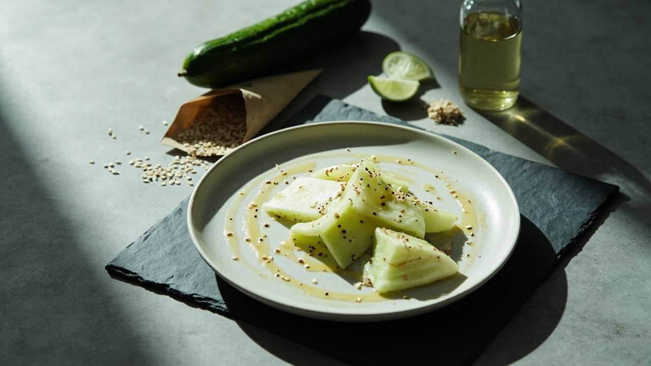 Sesame Seed Cucumber with Rice-Vinegar Mist