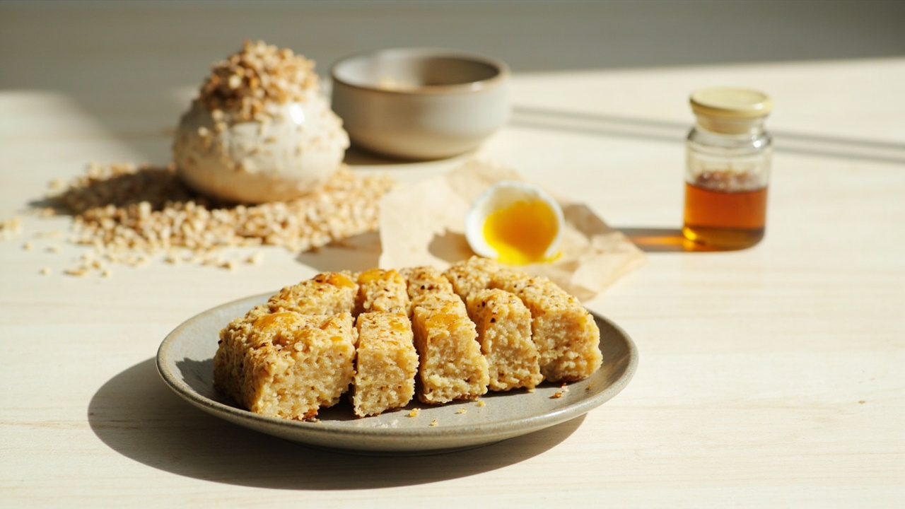 Sesame Seed Mochi Cake with Buckwheat and Honey