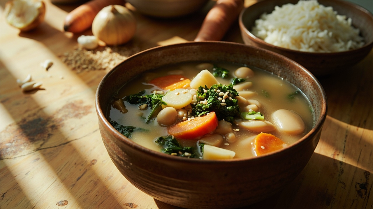 Sesame White Bean and Vegetable Soup