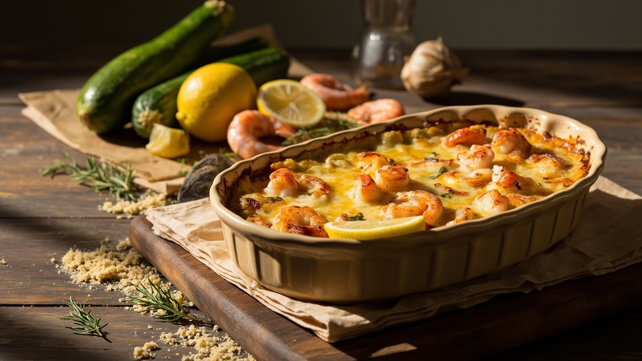 Shrimp and Zucchini Gratin