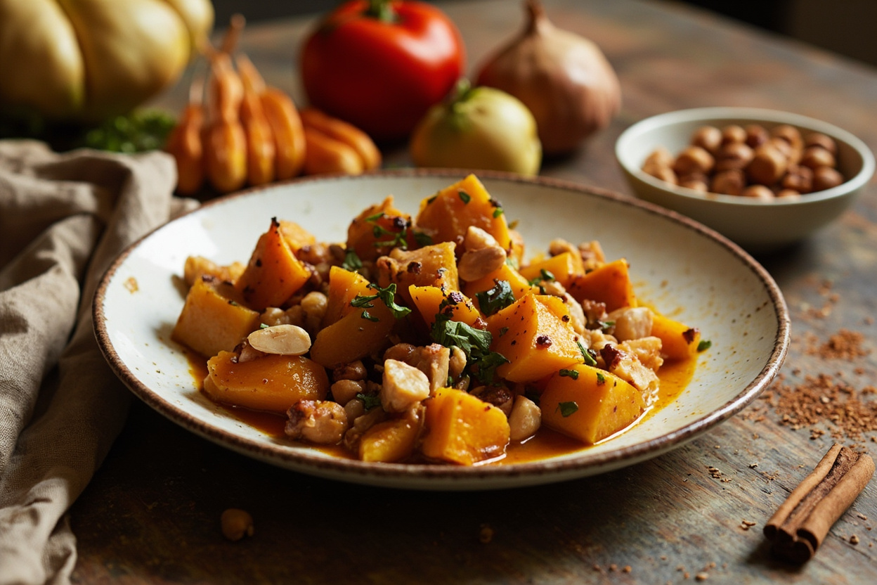 Slow Butternut Tagine with Cinnamon and Almonds