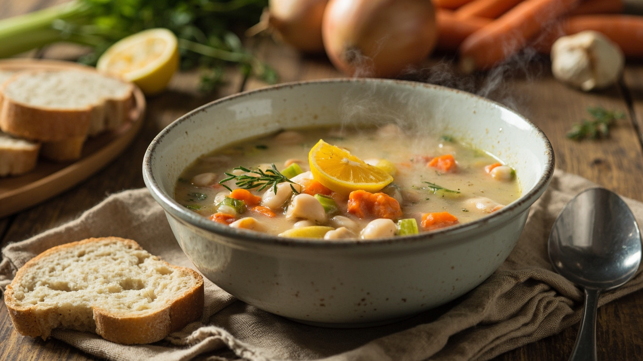 Slow-Simmered White Bean and Thyme Soup with Lemon