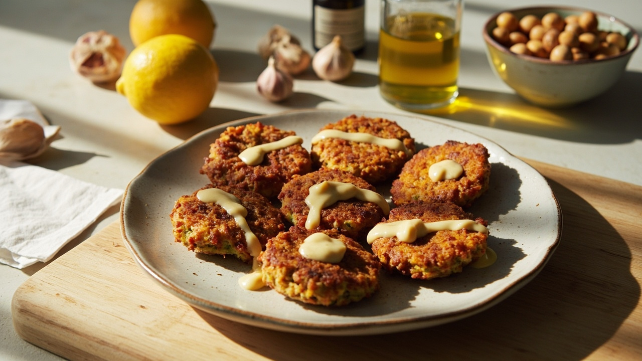 Smoked Paprika Chickpea Fritters with Tahini Drizzle