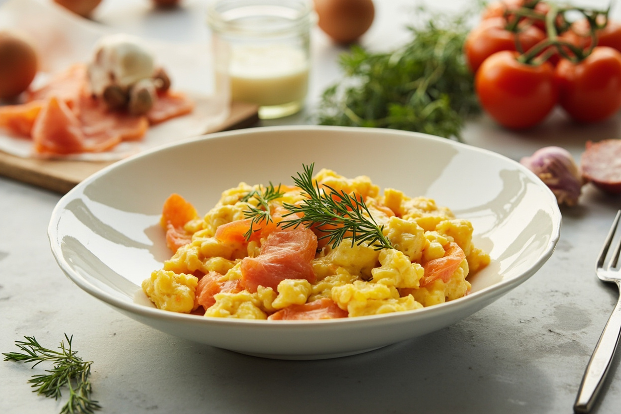 Smoked Salmon and Dill Soft Egg Scramble