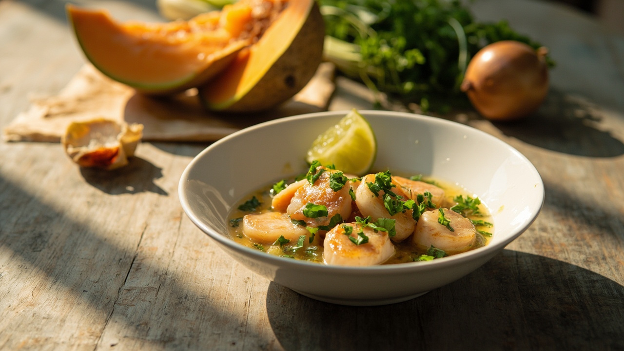 Smoked Scallop Ceviche with Cantaloupe and Fennel