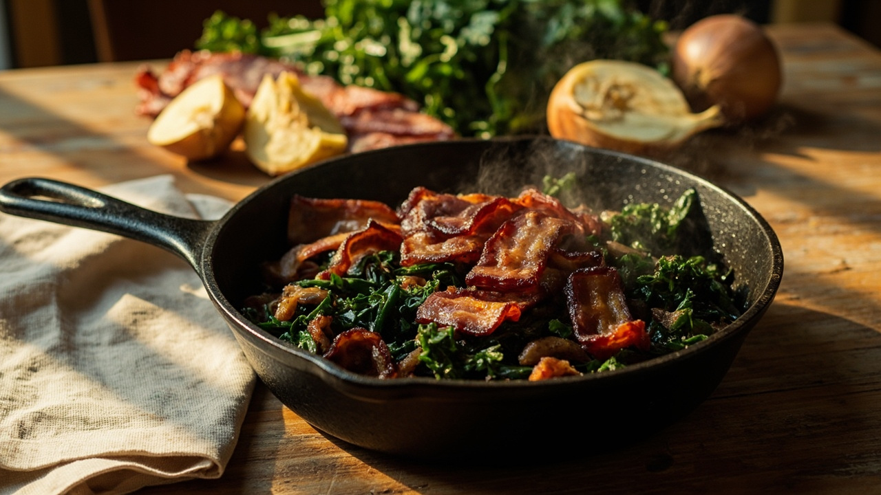 Smoky Bacon and Kale Skillet