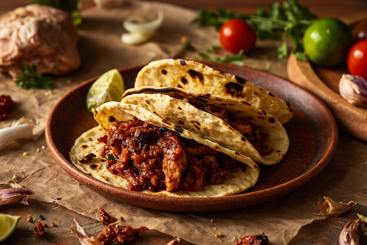 Smoky Chicken Tinga Tacos with Charred Lime
