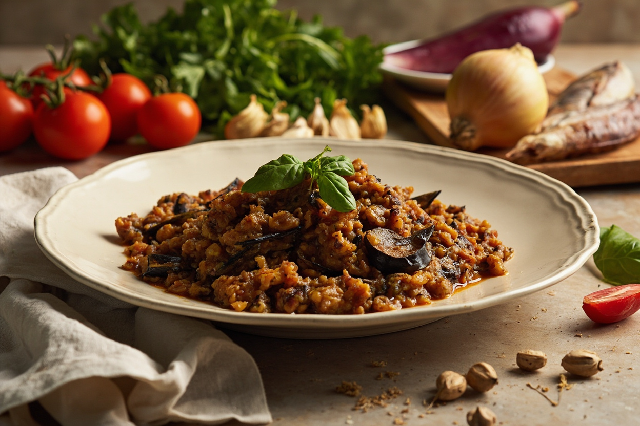 Smoky Eggplant Bharta, Tomato and Ginger