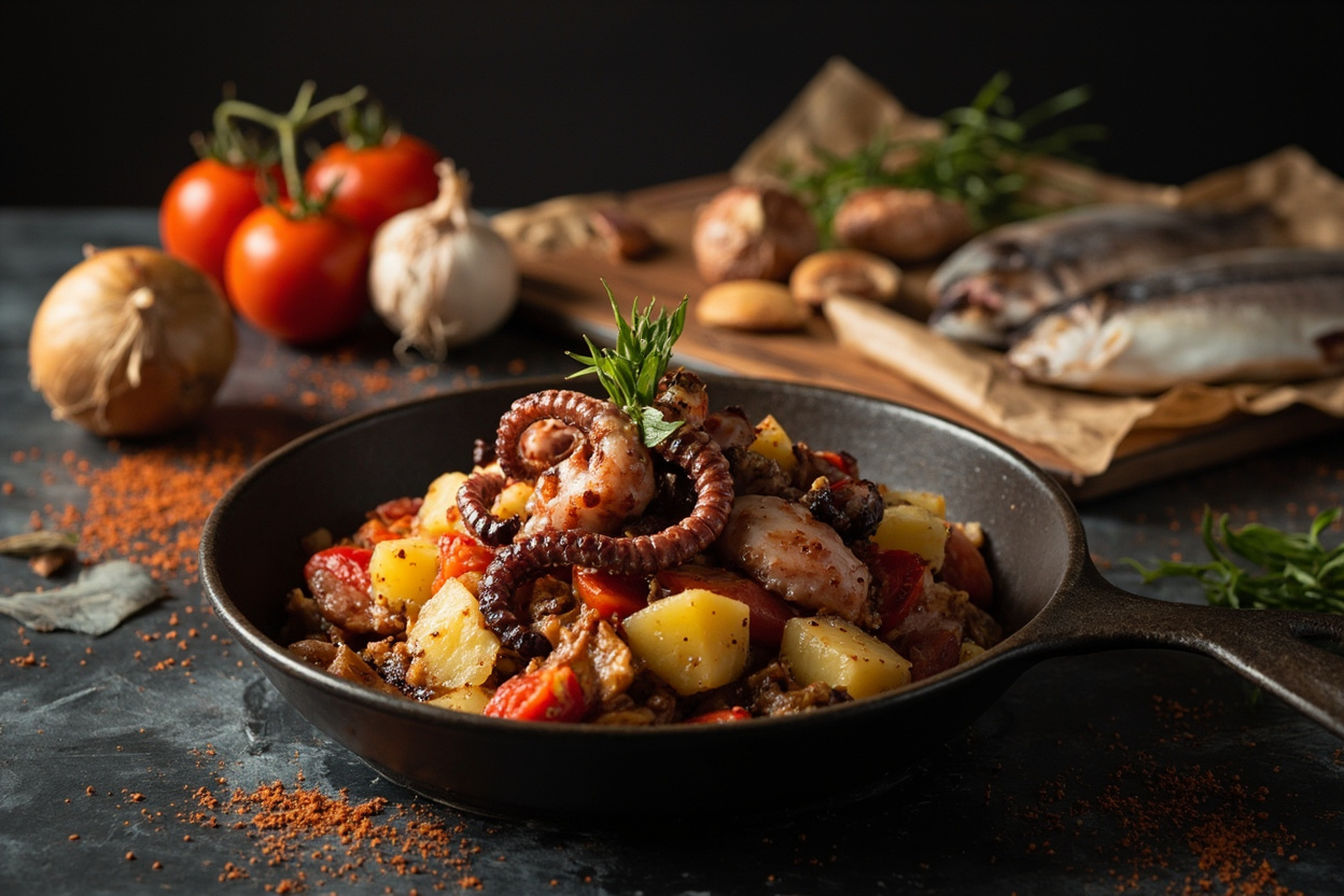Smoky Octopus and Potato Hash