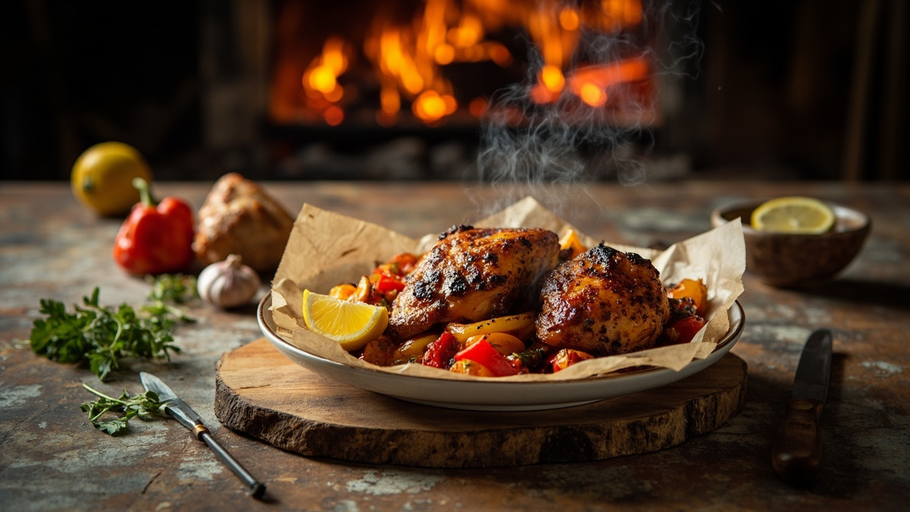 Smoky Paprika-Rubbed Chicken Thighs with Roasted Peppers