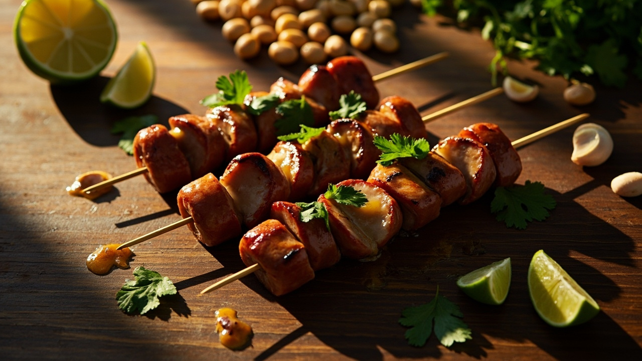 Smoky Sausage and Pinto Bean Skewers with Lime