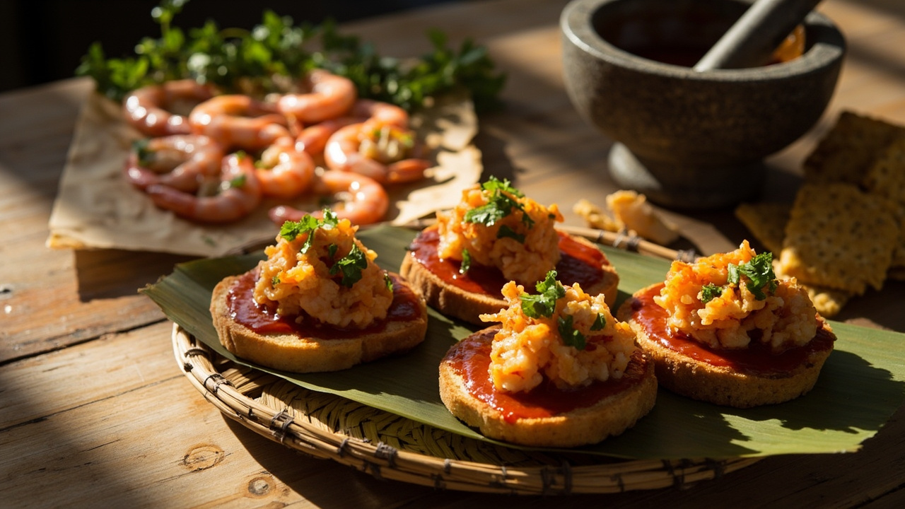Smoky Shrimp Toasts with Sambal
