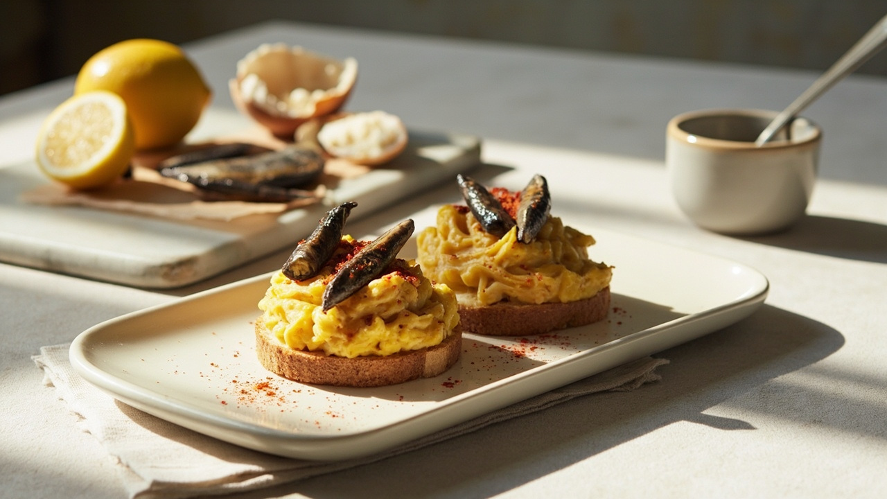 Smoky Spanish Egg and Sardine Pintxo