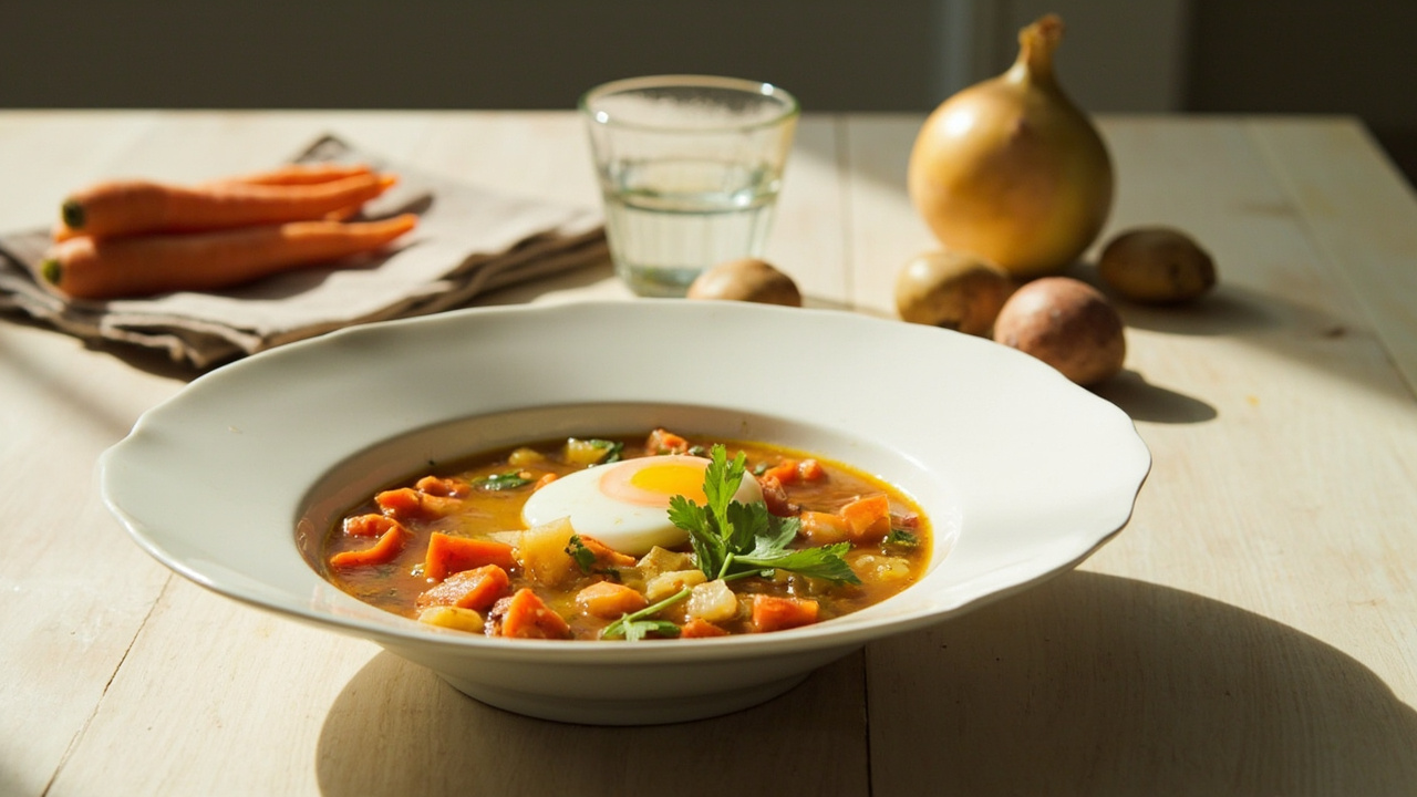 Soft potato and carrot stew with cumin