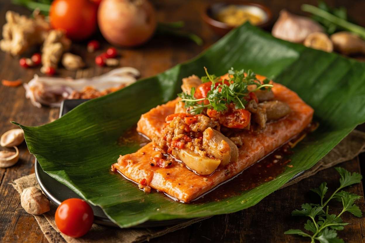Sour Salmon Paksiw in Vinegar Ginger