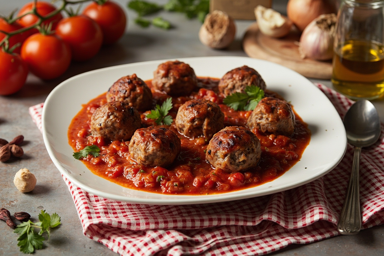 Soutzoukakia Cumin Beef Meatballs in Tomato