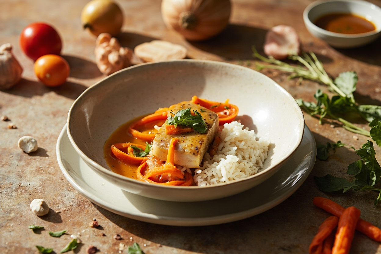 Soy-Ginger Simmered Cod with Carrot