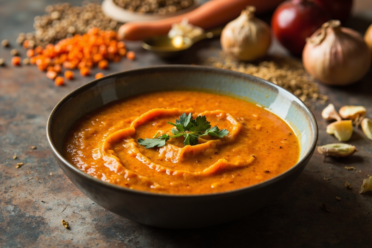 Spiced Carrot and Lentil Soup