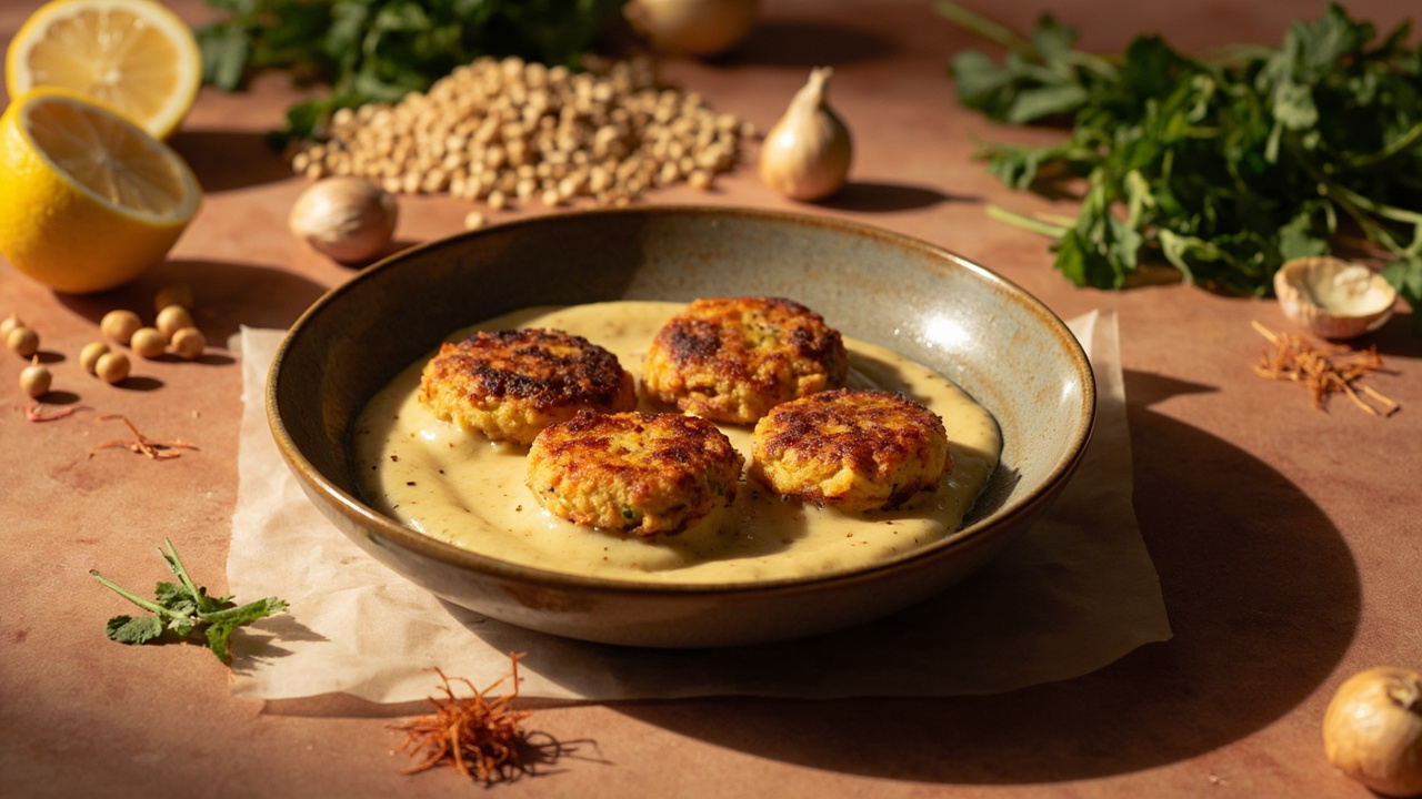 Spiced Chickpea and Buckwheat Fritters with Saffron, Smoked Paprika and Lemon-Herb Finish
