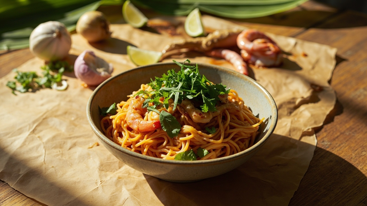 Spiced Coconut Shrimp Noodles with Lime