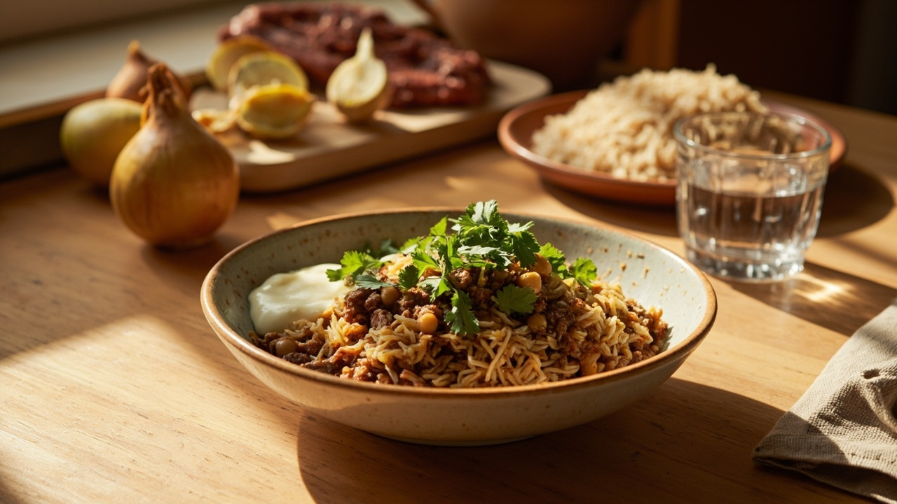 Spiced Ground Beef and Chickpea Pilaf