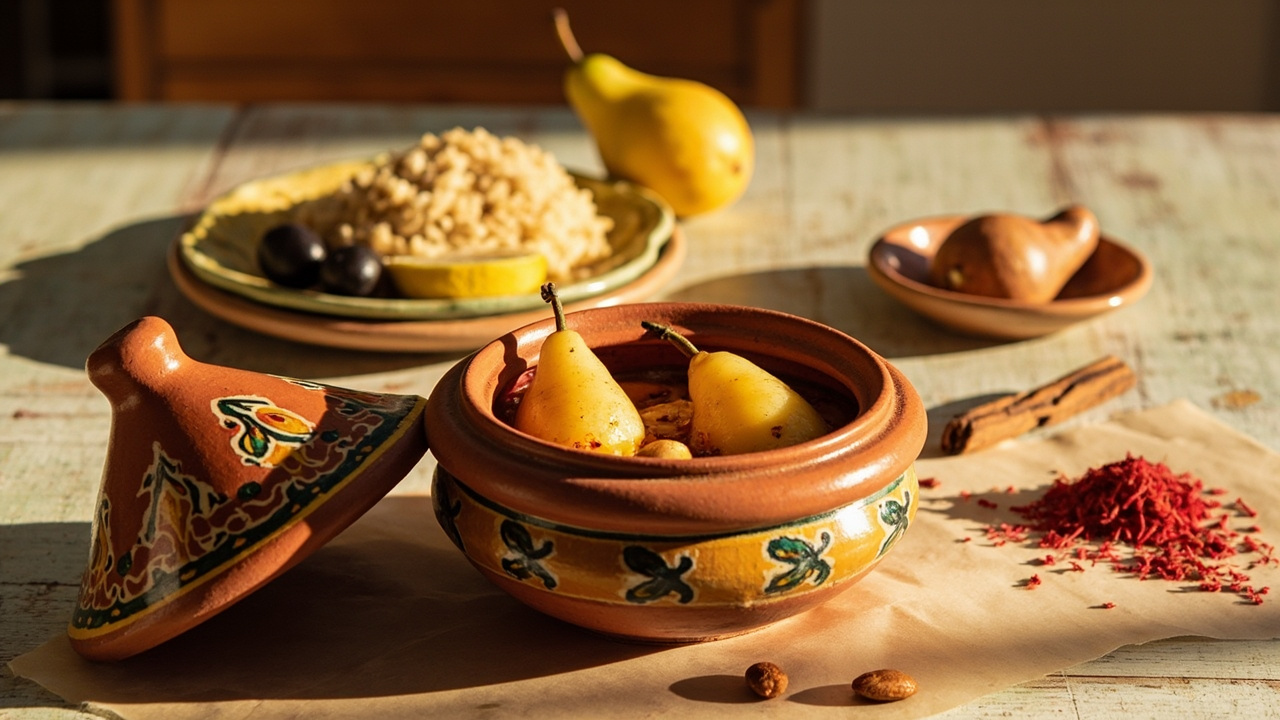 Spiced Pear Compote with Saffron and Almonds