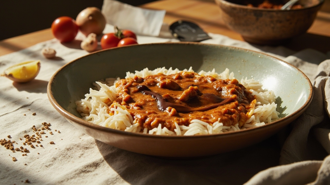 Spiced Red Lentil Dal with Rice