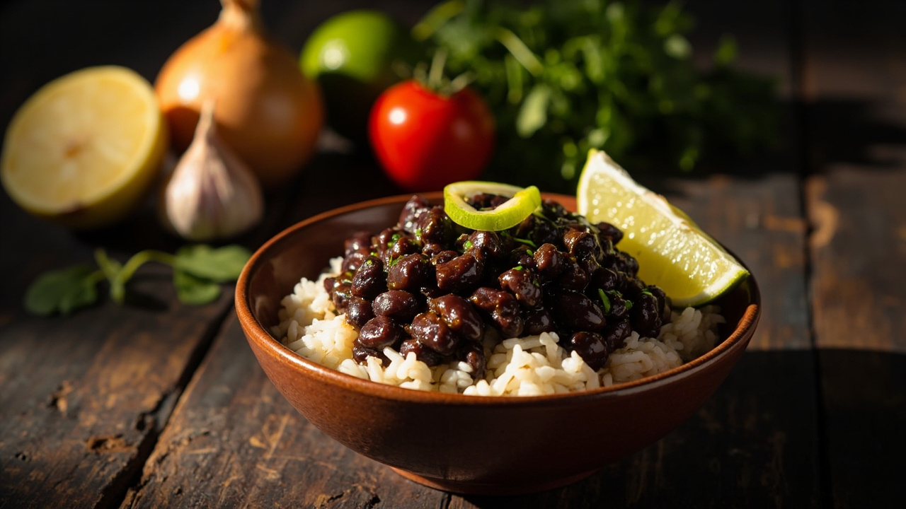Spicy Black Bean Rice Bowl with Lime