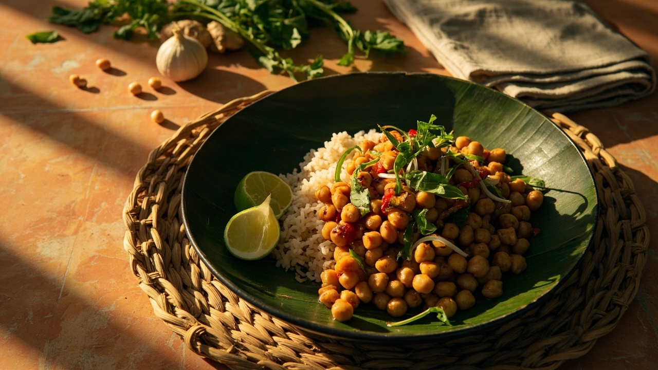 Spicy Chickpea and Basil Stir-Fry