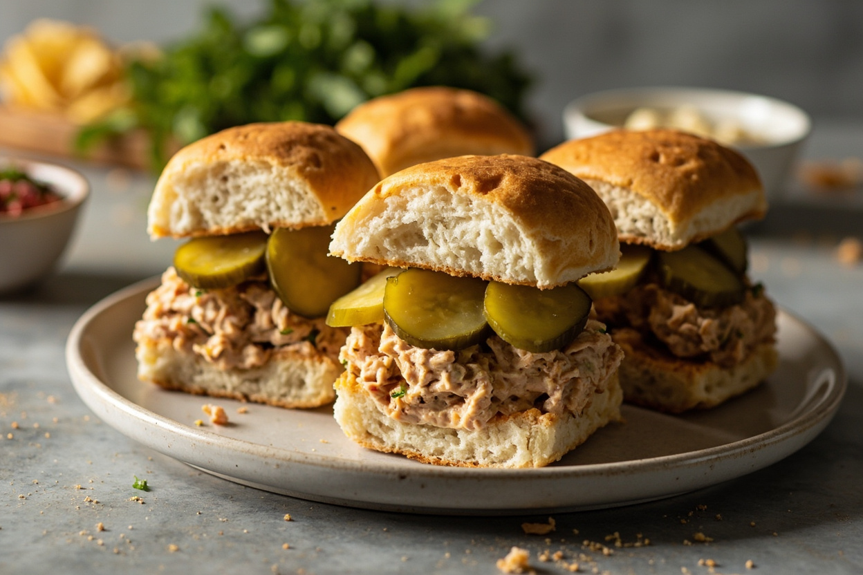 Spicy Pickle and Tuna Salad Sliders