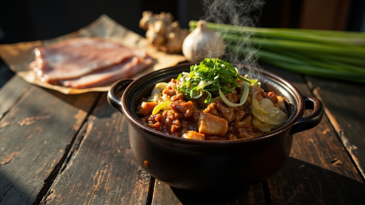 Spicy Pork Belly Stir-Fry with Cabbage and Ginger