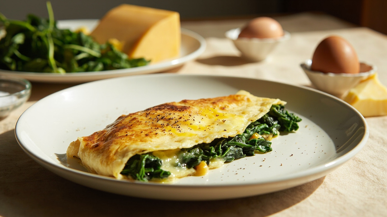Spinach and Cheddar Stuffed Omelet