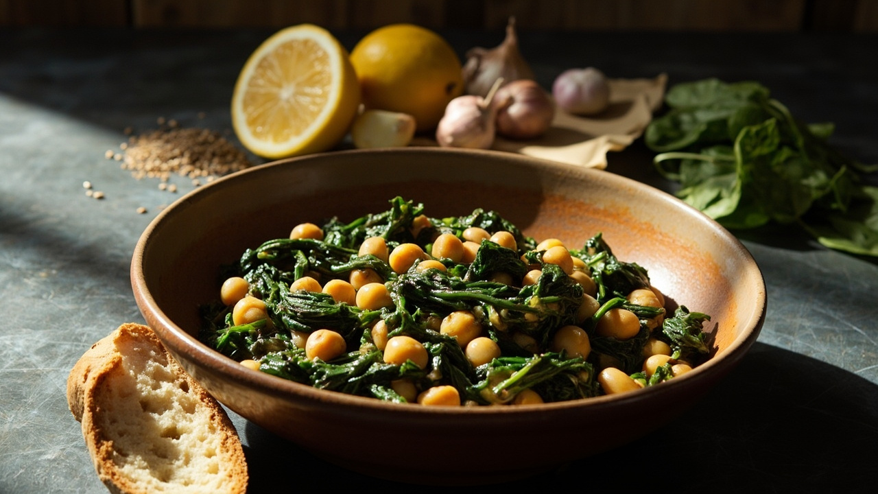 Spinach and Chickpea Sauté with Cumin and Lemon