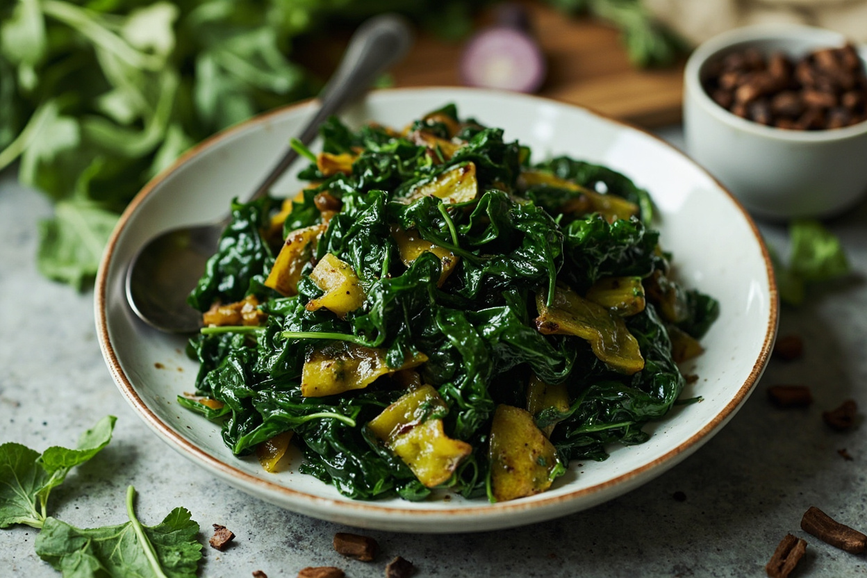 Spinach and Mustard Breakfast Greens