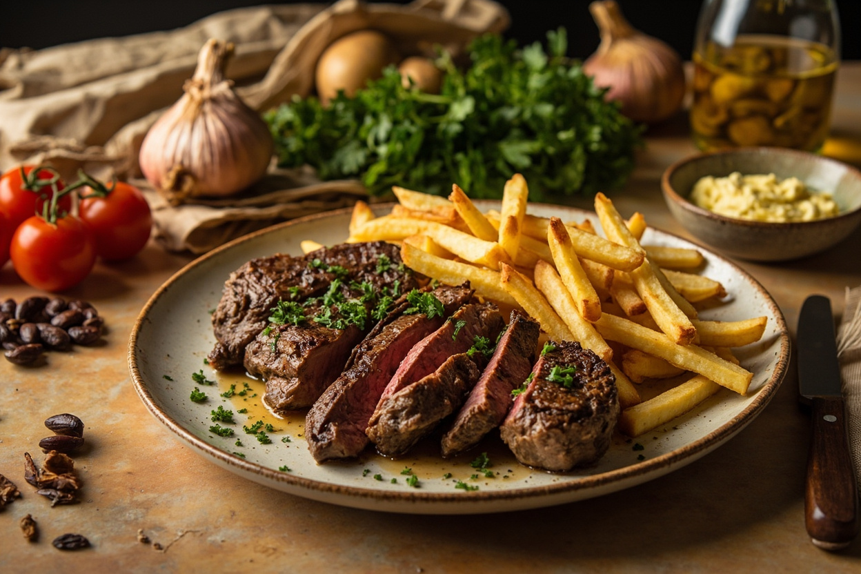 Steak Frites with Garlic Parsley Butter