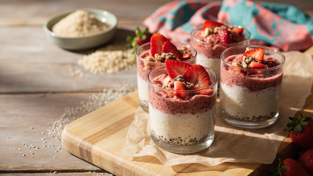 Strawberry Chia Rice Pudding Cups