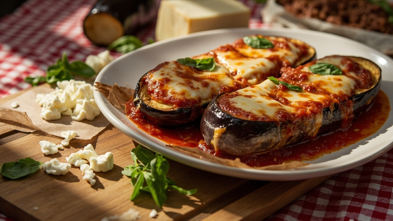 Stuffed Eggplant Parmesan Boats