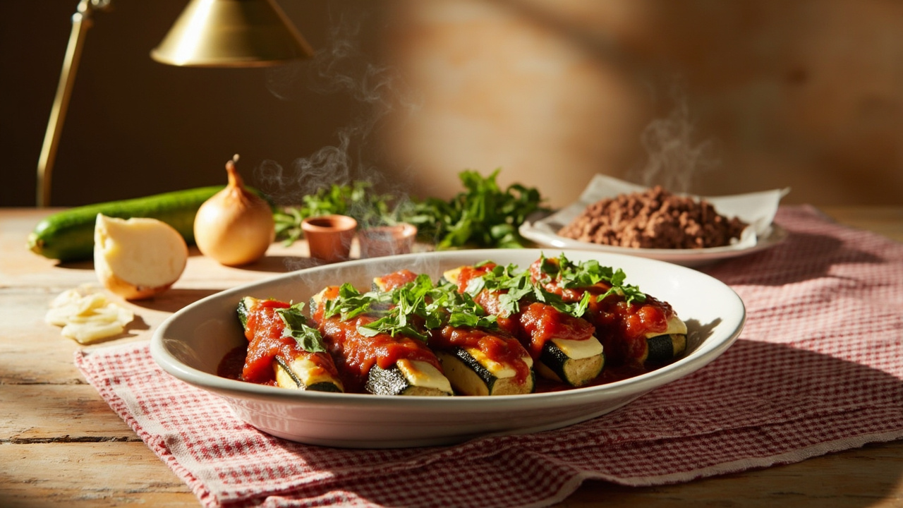 Stuffed Zucchini Boats with Beef and Mozzarella
