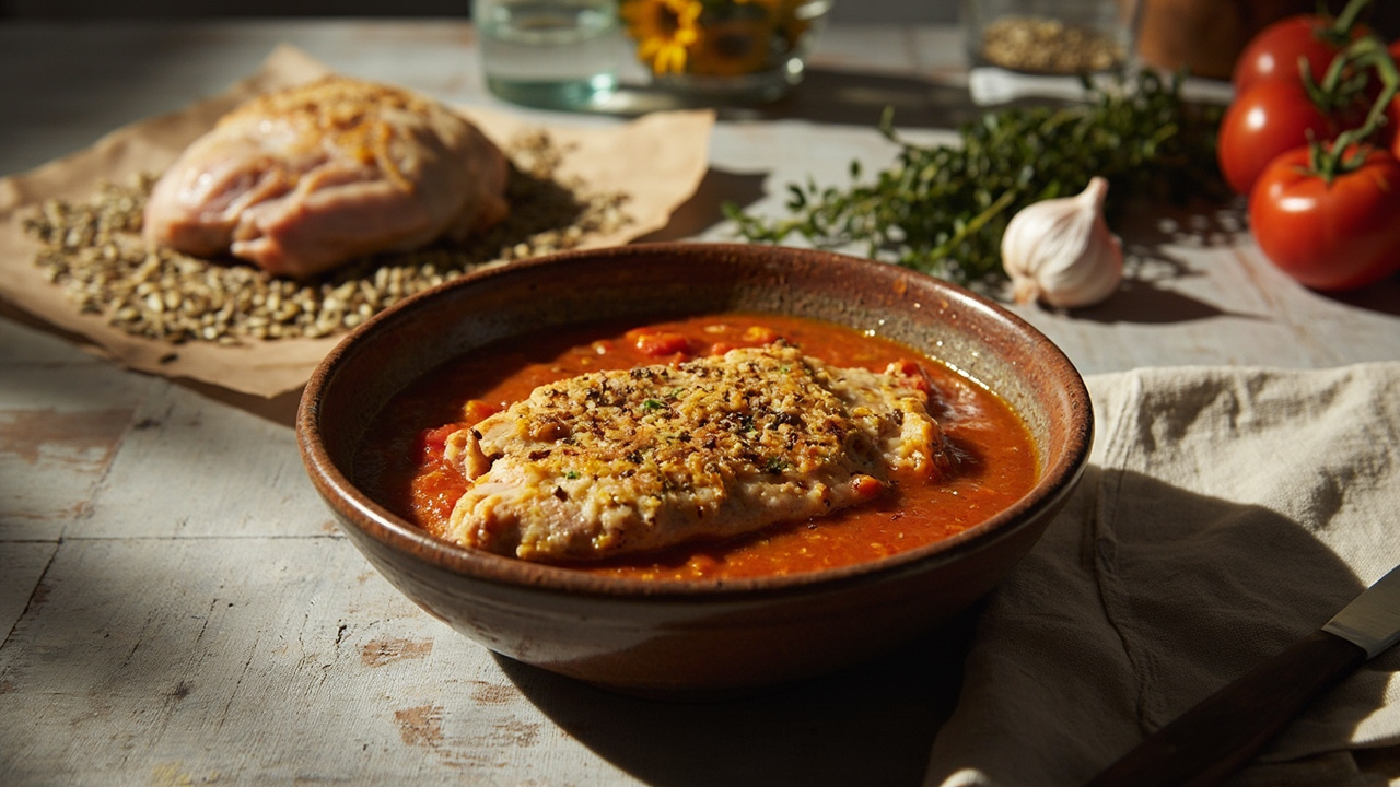 Sunflower Seed-Crusted Chicken Provençal