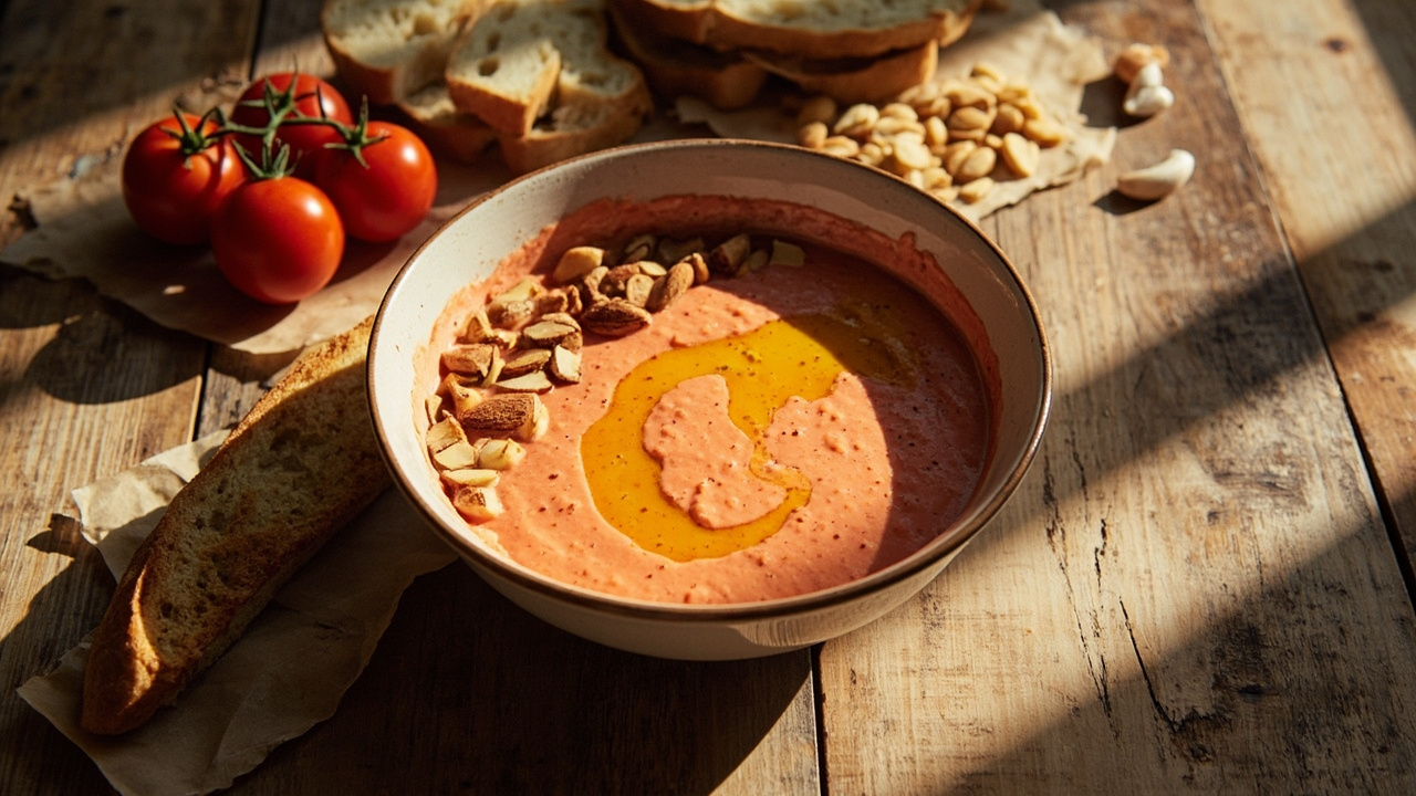 Sunny Salmorejo with Toasted Almonds