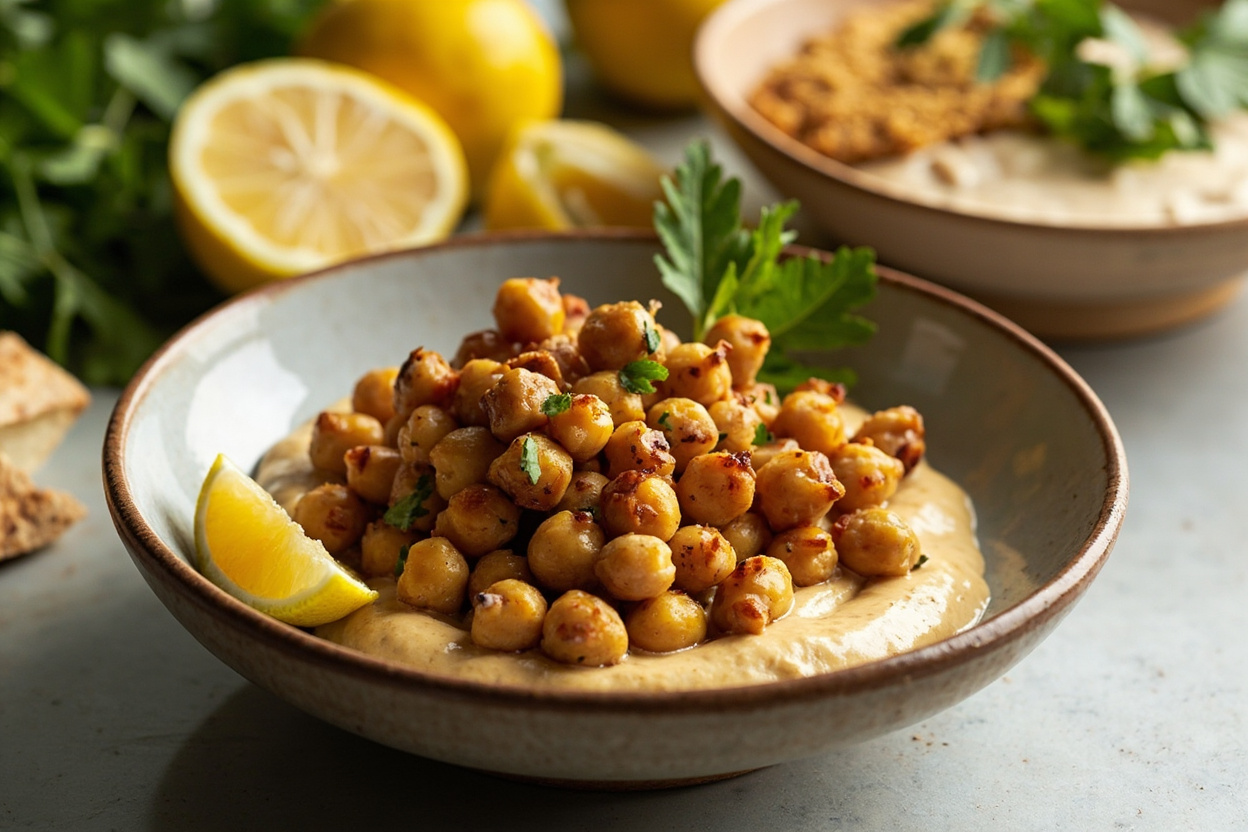 Tahini and Lemon Roasted Chickpeas