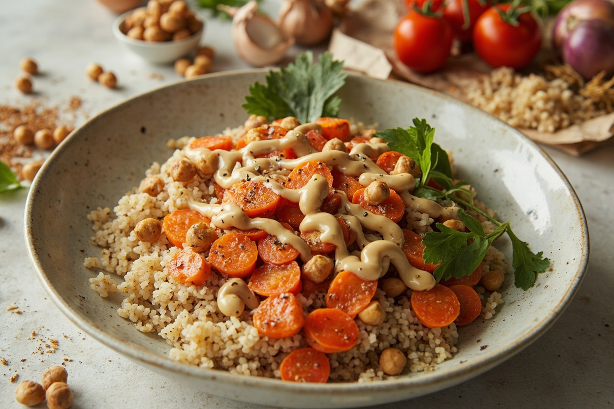 Tahini Roasted Carrot Chickpea Bowl