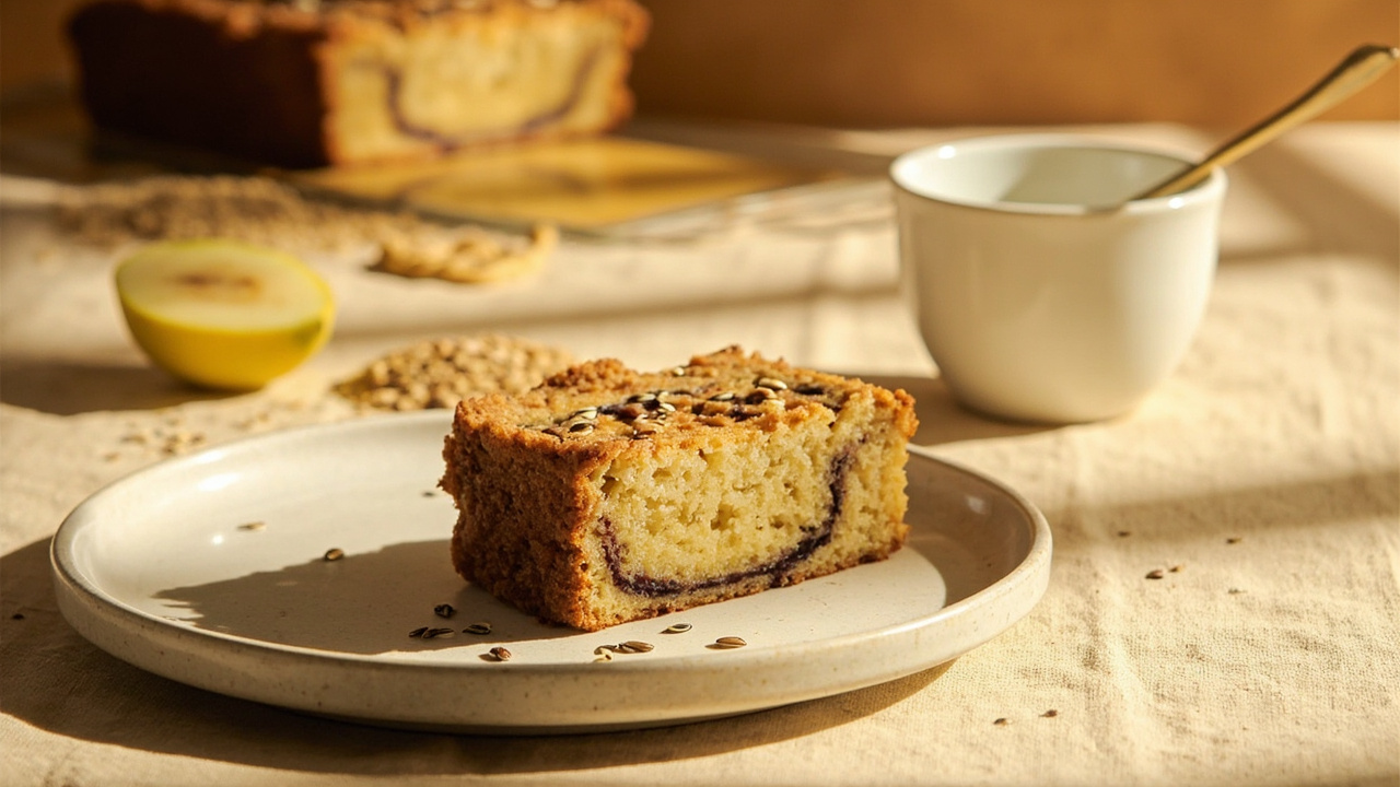 Tahini Swirl Buckwheat Banana Cake