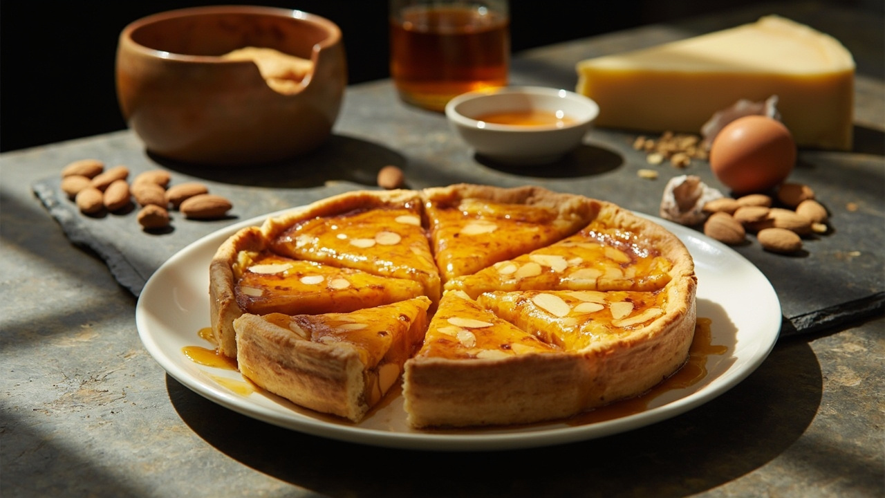 Tarta de Miel y Almendra con Queso Manchego